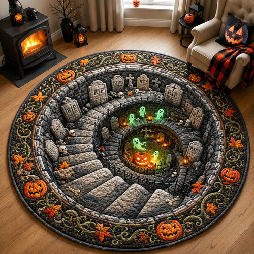 Haunted Graveyard Spiral Quilted Round Mat GFTOHNL3179