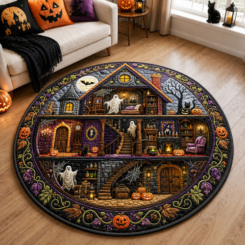Haunted House Night Quilted Round Mat GFTOHNL3181