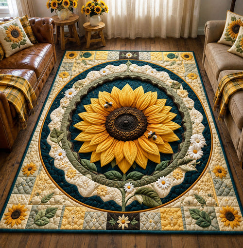 Sunflower Daisy Circle Area Rug GFTOHNL3268