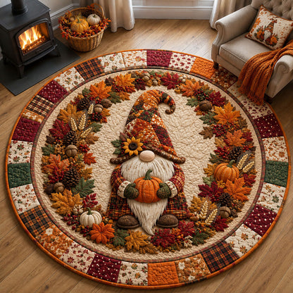 Autumn Gnome Harvest Quilted Round Mat GFTOHNL3269