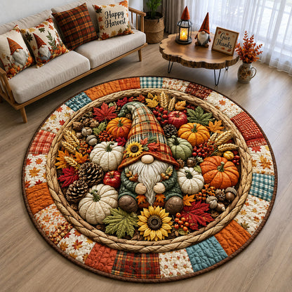 Harvest Gnome Garden Quilted Round Mat GFTOHNL3271