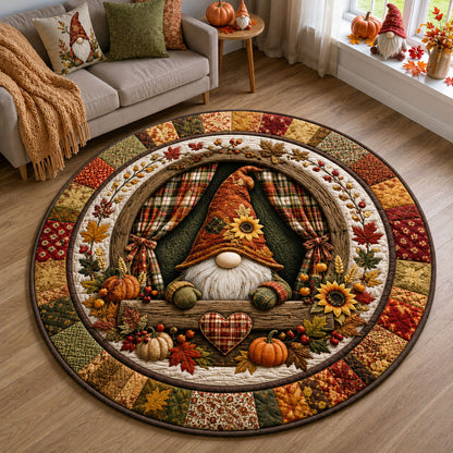 Autumn Gnome Window Quilted Round Mat GFTOHNL3273