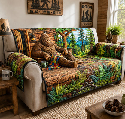 Bigfoot Cabin Retreat Quilted Sofa Cover GFTOHNL3280
