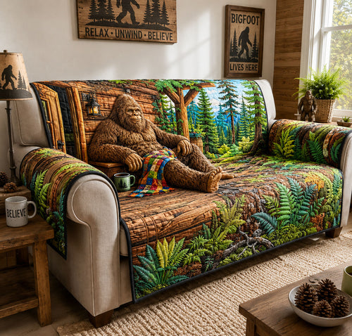 Bigfoot Cabin Retreat Quilted Sofa Cover GFTOHNL3280