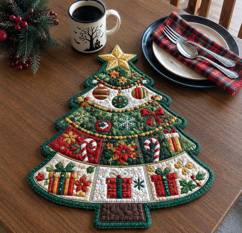Christmas Tree Gifts Custom Shape Quilted Place Mat GFTOHNL3290
