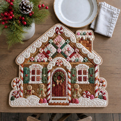 Gingerbread Christmas House Custom Shape Quilted Place Mat GFTOHNL3291