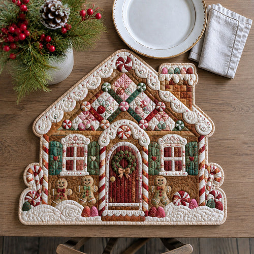 Gingerbread Christmas House Custom Shape Quilted Place Mat GFTOHNL3291