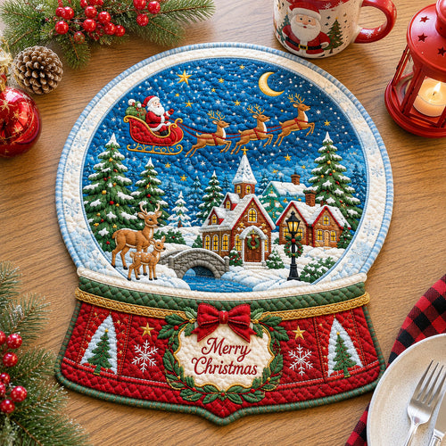 Santa Winter Village Custom Shape Quilted Place Mat GFTOHNL3293