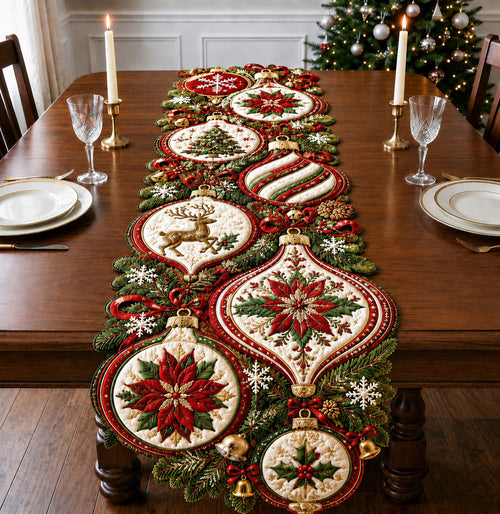 Christmas Ornament Garland Custom Shape Quilted Table Runner GFTOHNL3296