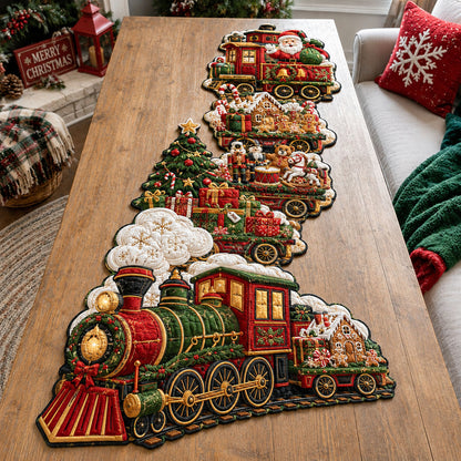Christmas Train Journey Custom Shape Quilted Table Runner GFTOHNL3301