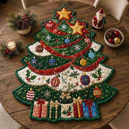 Christmas Tree Gifts Custom Shape Quilted Table Topper GFTOHNL3305