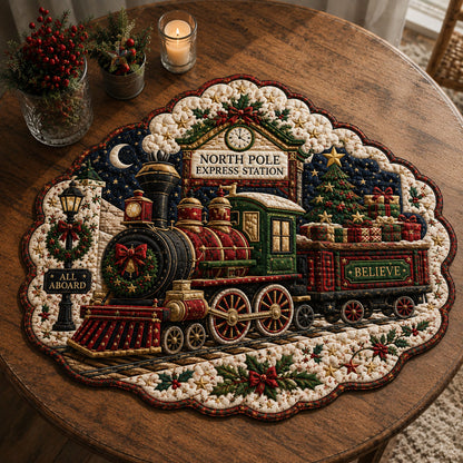 North Pole Express Custom Shape Quilted Table Topper GFTOHNL3309