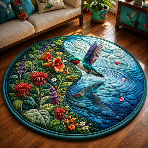Hummingbird Water Garden Quilted Round Mat GFTOHNL3312