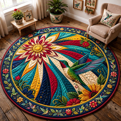 Hummingbird Sunburst Garden Quilted Round Mat GFTOHNL3313
