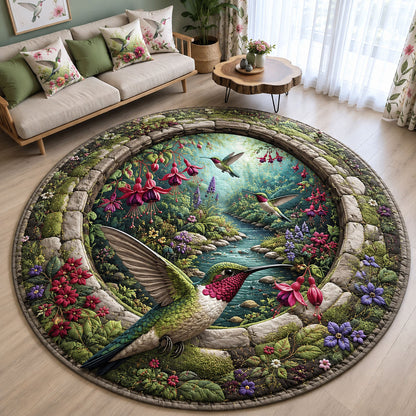 Hummingbird Secret Garden Quilted Round Mat GFTOHNL3314