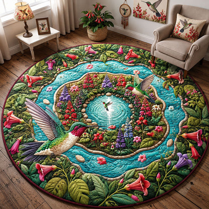 Hummingbird Flower Pond Quilted Round Mat GFTOHNL3315