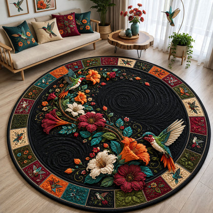 Hummingbird Midnight Garden Quilted Round Mat GFTOHNL3316