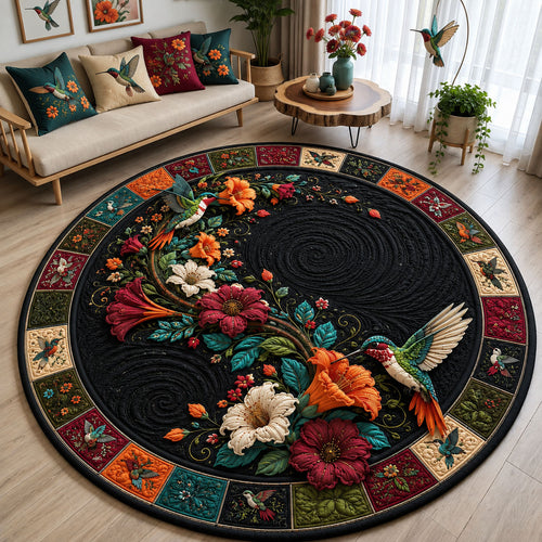 Hummingbird Midnight Garden Quilted Round Mat GFTOHNL3316