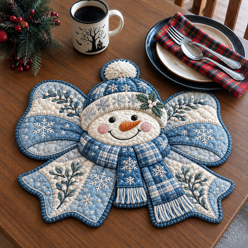 Winter Snowman Joy Custom Shape Quilted Place Mat GFTOHNL3331