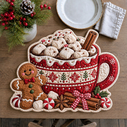 Gingerbread Cocoa Cheer Custom Shape Quilted Place Mat GFTOHNL3332