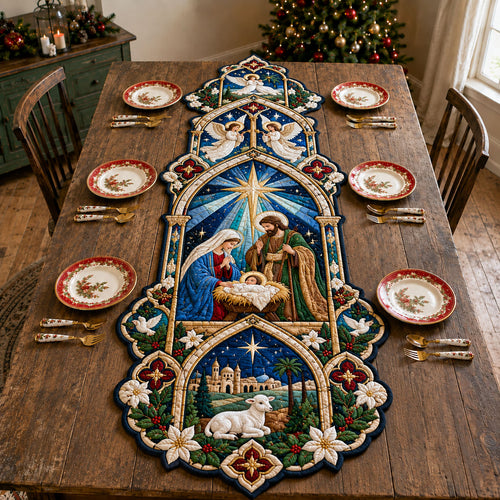 Holy Nativity Blessing Custom Shape Quilted Table Runner GFTOHNL3341