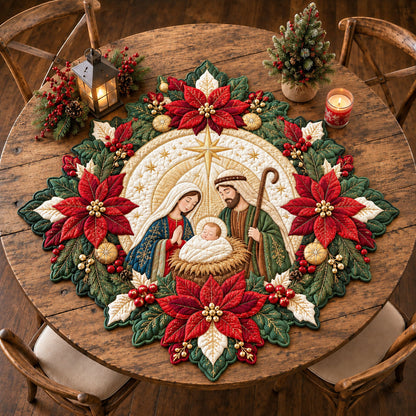 Holy Nativity Star Custom Shape Quilted Table Topper GFTOHNL3346