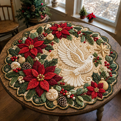 Christmas Peace Dove Custom Shape Quilted Table Topper GFTOHNL3348