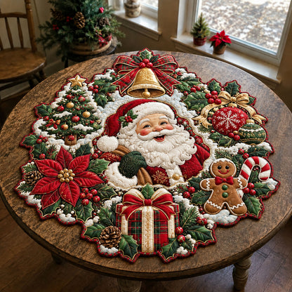 Santa Holiday Cheer Custom Shape Quilted Table Topper GFTOHNL3351
