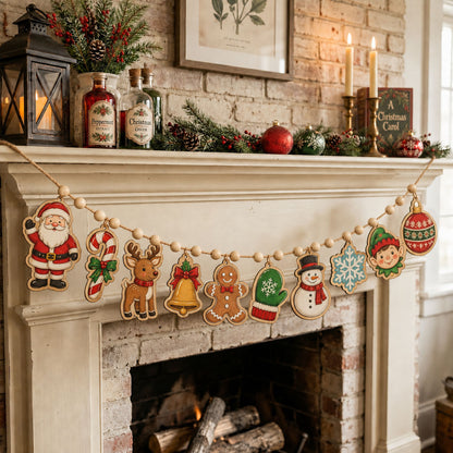 Merry Christmas Friends Custom Shape Wooden Garland GFTOHNL3353
