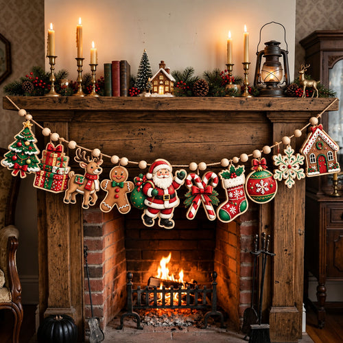 Holiday Cookie Collection Custom Shape Wooden Garland GFTOHNL3356