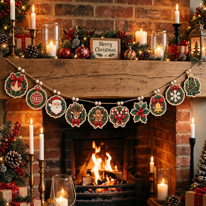 Christmas Wreath Friends Custom Shape Wooden Garland GFTOHNL3358