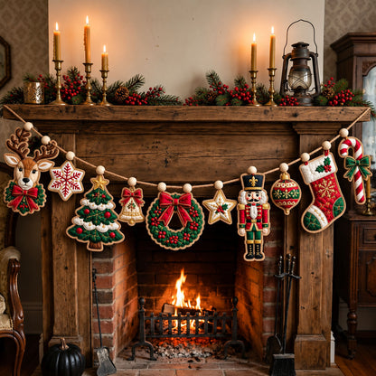 Nutcracker Holiday Cheer Custom Shape Quilted Garland GFTOHNL3361