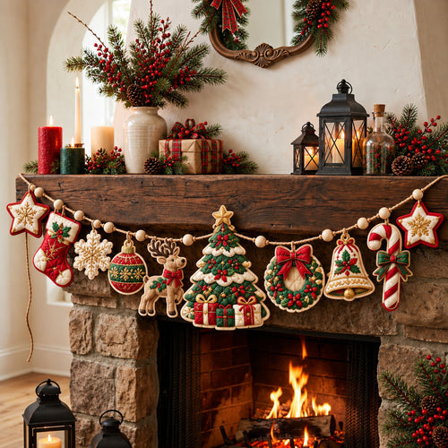 Christmas Tree Wishes Custom Shape Quilted Garland GFTOHNL3362