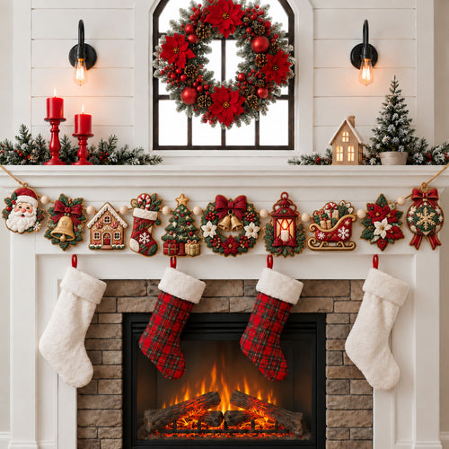 Cozy Santa Christmas Custom Shape Quilted Garland GFTOHNL3363