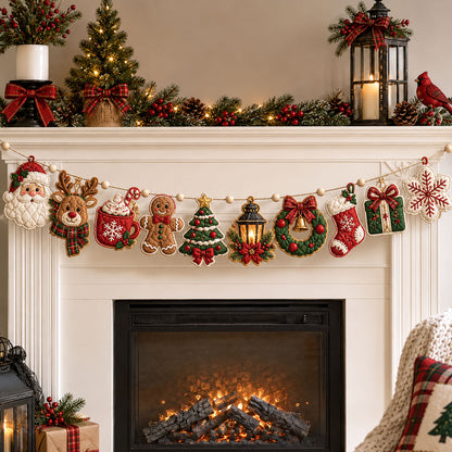 Rustic Christmas Charm Custom Shape Quilted Garland GFTOHNL3364