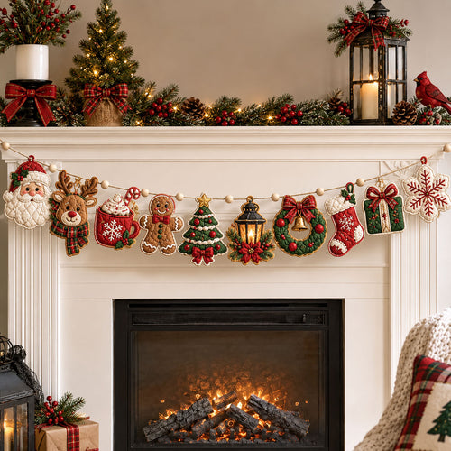 Rustic Christmas Charm Custom Shape Quilted Garland GFTOHNL3364