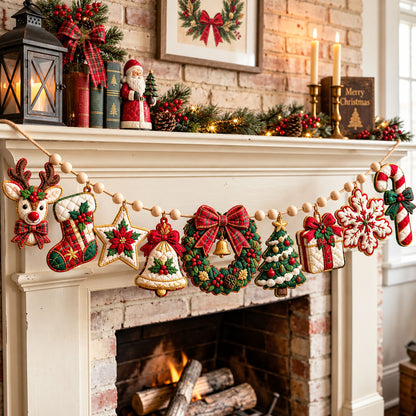 Reindeer Holiday Joy Custom Shape Quilted Garland GFTOHNL3365