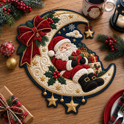 Santa Moon Christmas Custom Shape Quilted Place Mat GFTOHNL3366