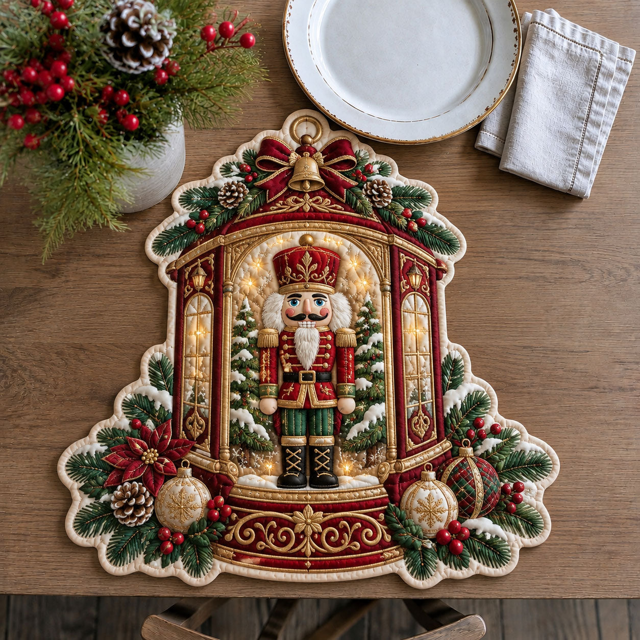 Christmas Nutcracker Custom Shape Quilted Place Mat GFTOHNL3368