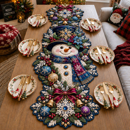 Winter Snowman Custom Shape Quilted Table Runner GFTOHNL3375