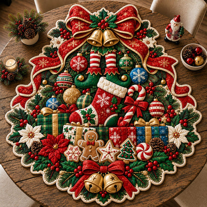 Christmas Stocking Gifts Custom Shape Quilted Table Topper GFTOHNL3386