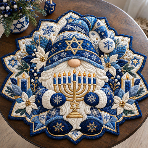 Hanukkah Gnome Custom Shape Quilted Table Topper GFTOHNL3388