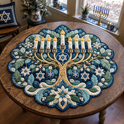 Hanukkah Tree Of Light Custom Shape Quilted Table Topper GFTOHNL3389