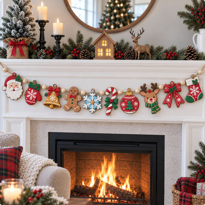 Classic Christmas Garland Custom Shape Wooden Garland GFTOHNL3394