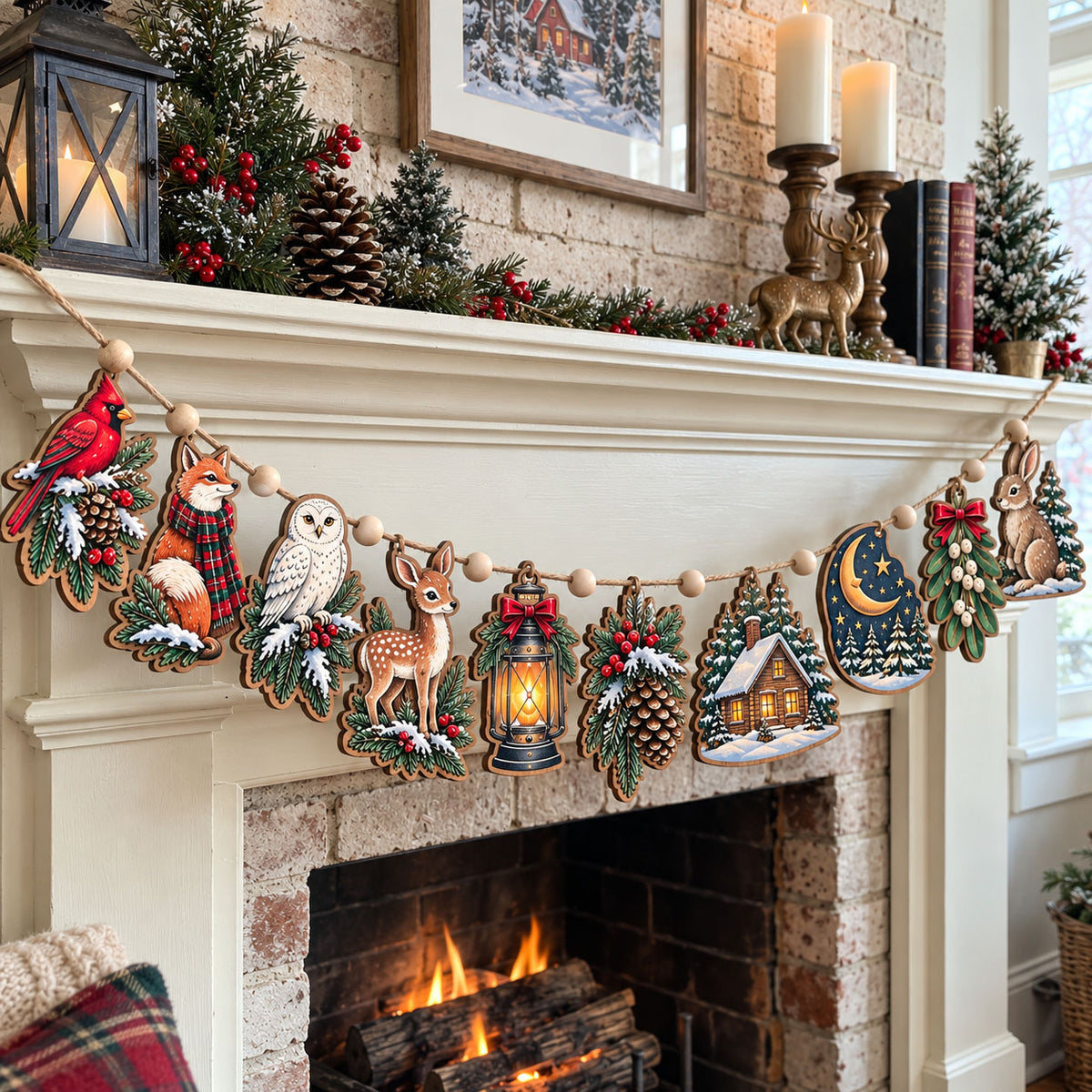 Woodland Christmas Custom Shape Wooden Garland GFTOHNL3398