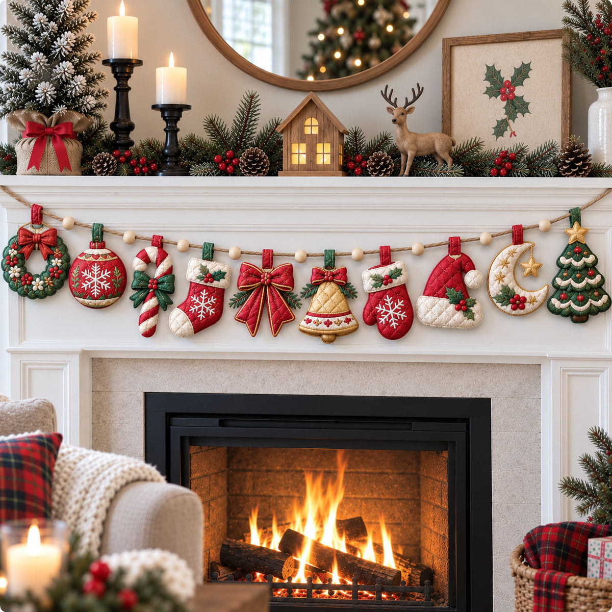 Christmas Holiday Garland Custom Shape Quilted Garland GFTOHNL3401