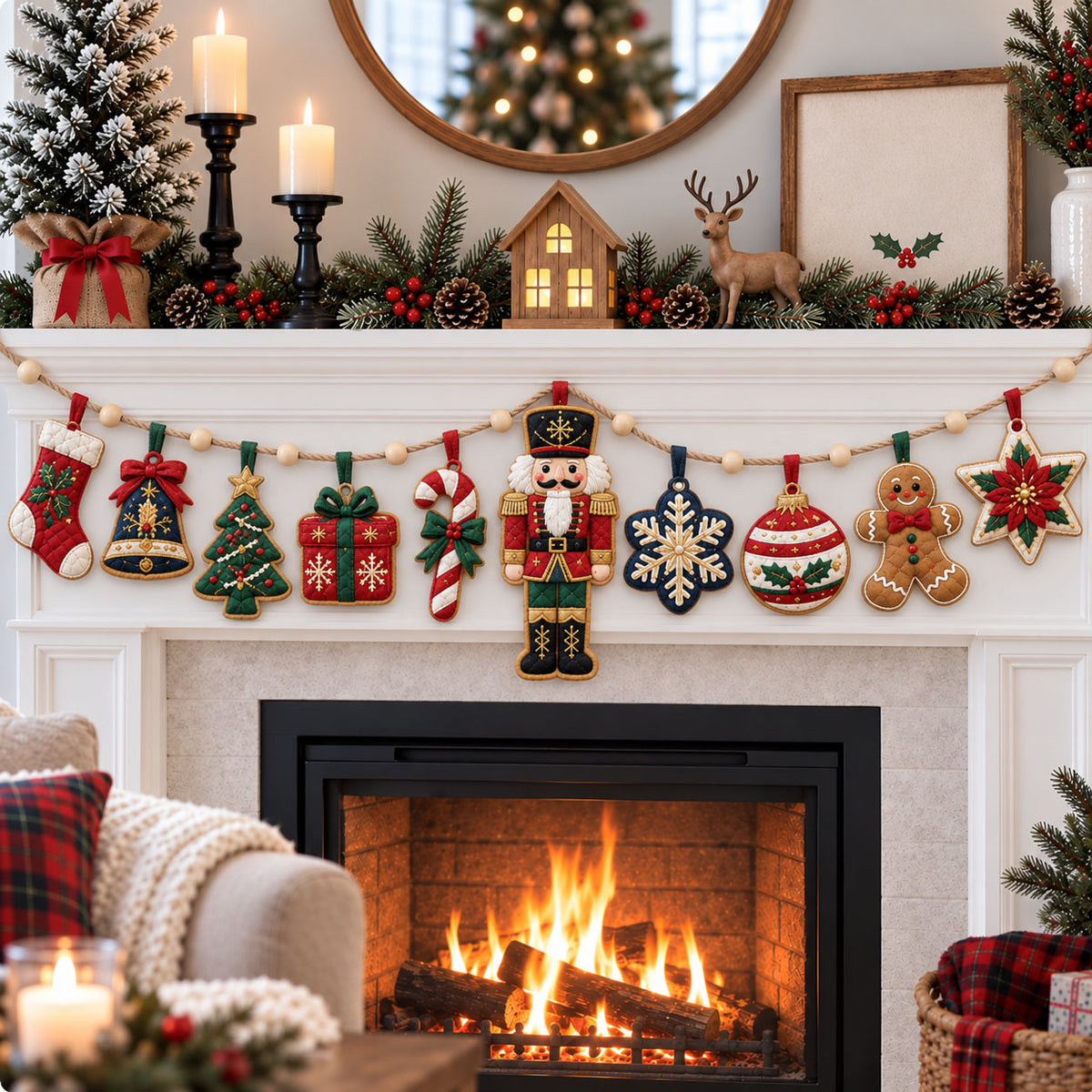 Nutcracker Christmas Garland Custom Shape Quilted Garland GFTOHNL3402