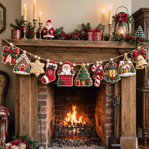 Santa Christmas Garland Custom Shape Quilted Garland GFTOHNL3403