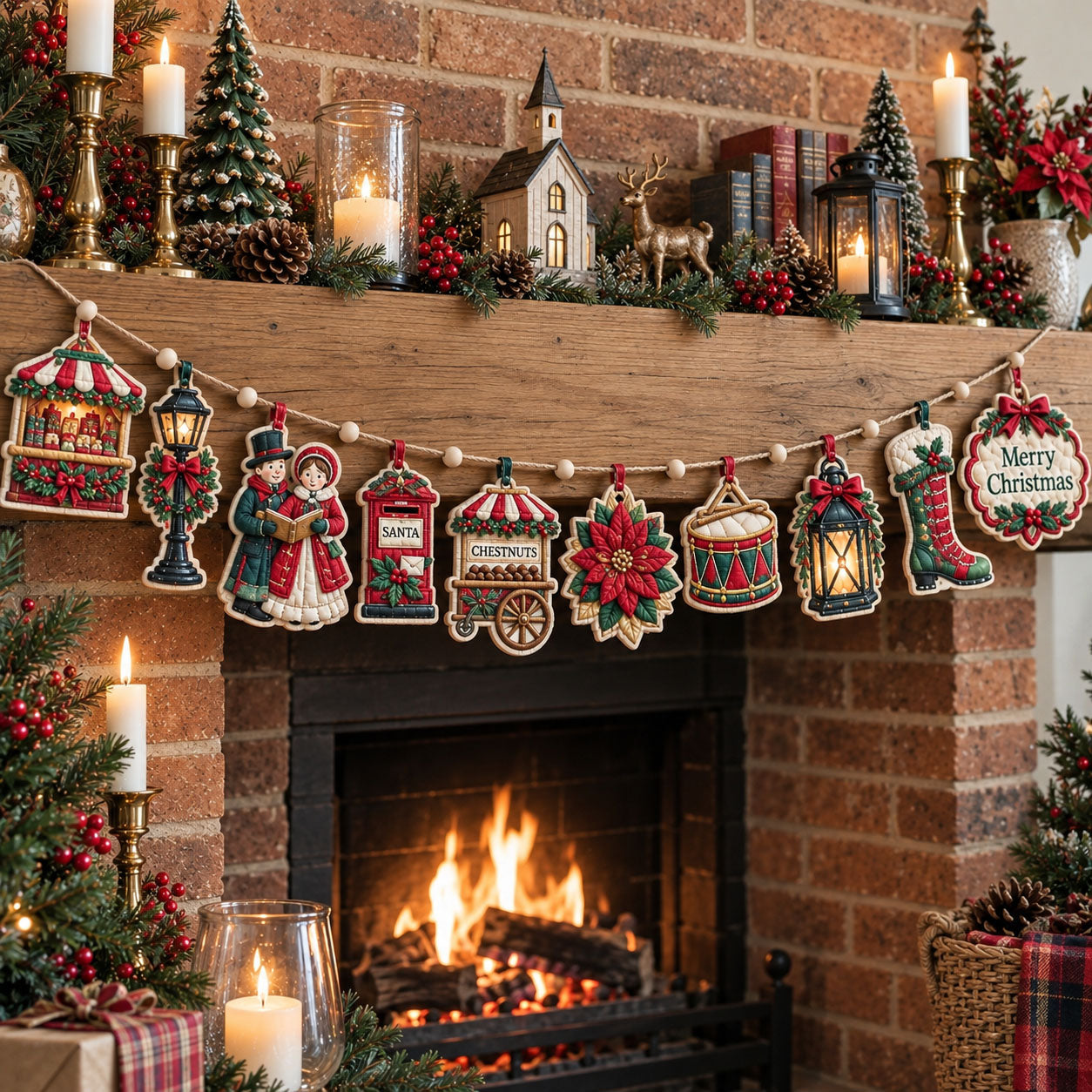 Christmas Market Garland Custom Shape Quilted Garland GFTOHNL3404