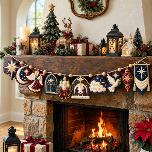 Nativity Christmas Garland Custom Shape Quilted Garland GFTOHNL3406